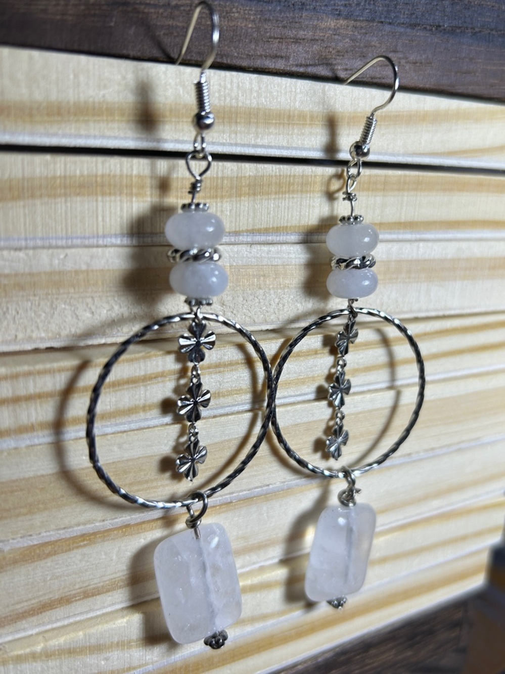 3/$25 Selenite Silver Hoop Earrings